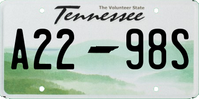 TN license plate A2298S