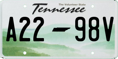 TN license plate A2298V