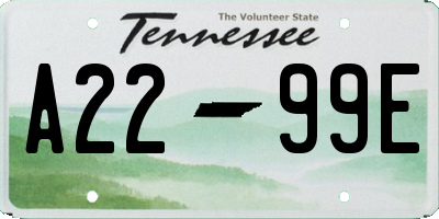 TN license plate A2299E