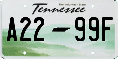 TN license plate A2299F