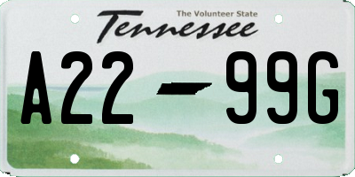 TN license plate A2299G