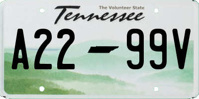 TN license plate A2299V
