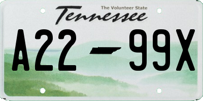 TN license plate A2299X