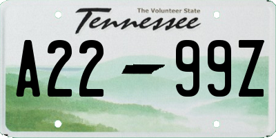TN license plate A2299Z