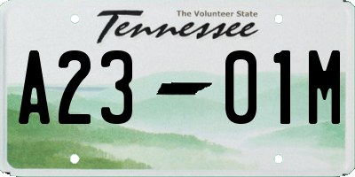 TN license plate A2301M