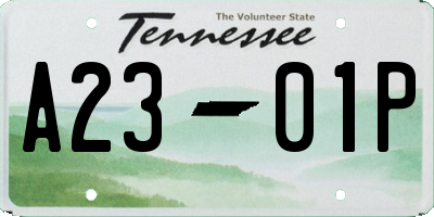TN license plate A2301P
