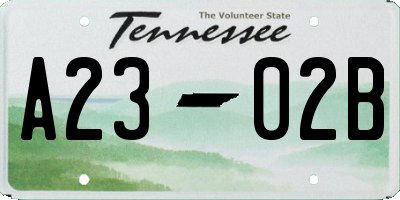 TN license plate A2302B