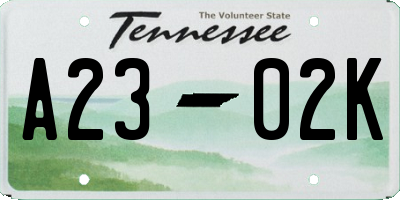 TN license plate A2302K