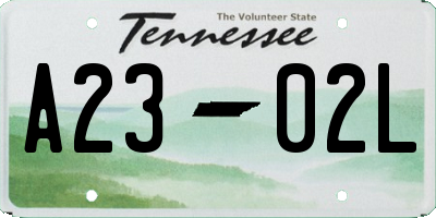 TN license plate A2302L
