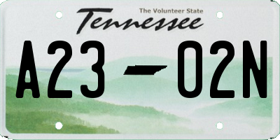 TN license plate A2302N