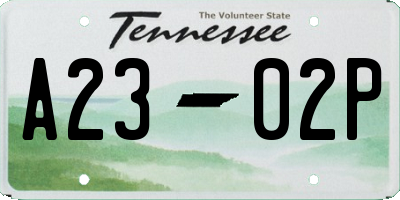 TN license plate A2302P