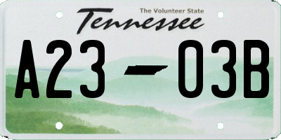 TN license plate A2303B