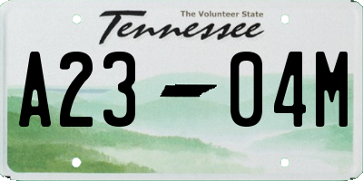 TN license plate A2304M