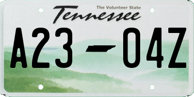 TN license plate A2304Z