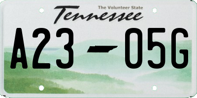 TN license plate A2305G