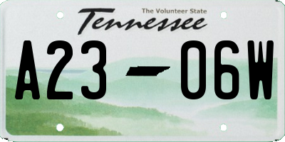 TN license plate A2306W