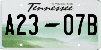 TN license plate A2307B