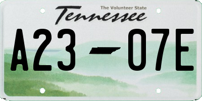 TN license plate A2307E