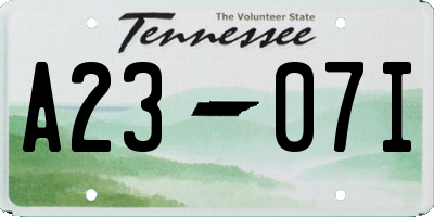 TN license plate A2307I