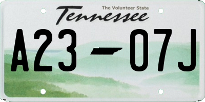 TN license plate A2307J