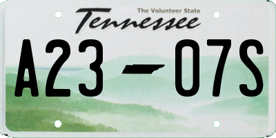 TN license plate A2307S