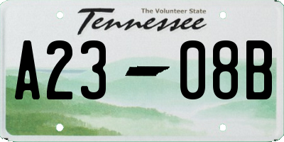 TN license plate A2308B