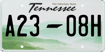 TN license plate A2308H