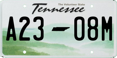 TN license plate A2308M
