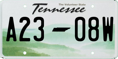 TN license plate A2308W