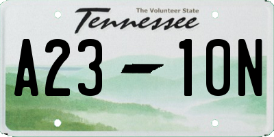 TN license plate A2310N