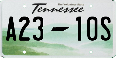 TN license plate A2310S