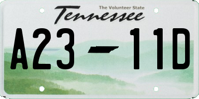 TN license plate A2311D