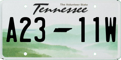 TN license plate A2311W