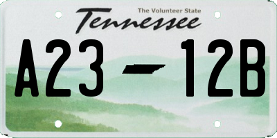 TN license plate A2312B