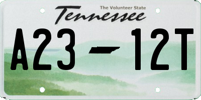 TN license plate A2312T