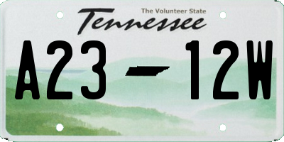 TN license plate A2312W