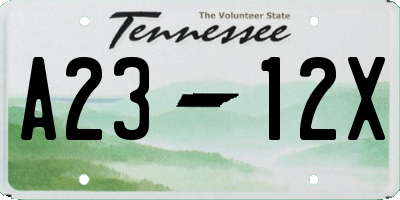 TN license plate A2312X