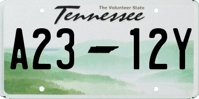TN license plate A2312Y