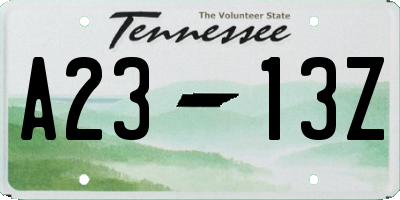 TN license plate A2313Z