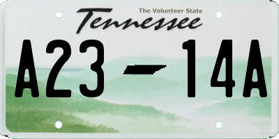 TN license plate A2314A