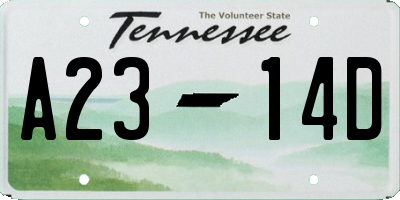 TN license plate A2314D