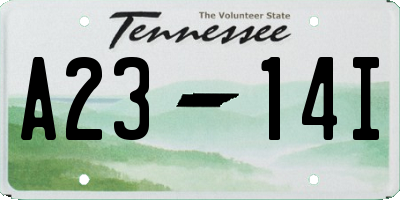 TN license plate A2314I