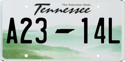TN license plate A2314L