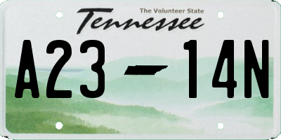 TN license plate A2314N