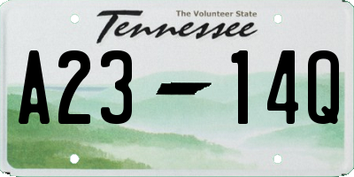 TN license plate A2314Q