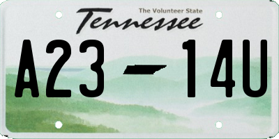 TN license plate A2314U