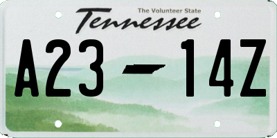 TN license plate A2314Z