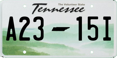 TN license plate A2315I
