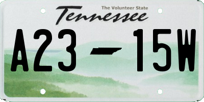 TN license plate A2315W