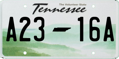 TN license plate A2316A